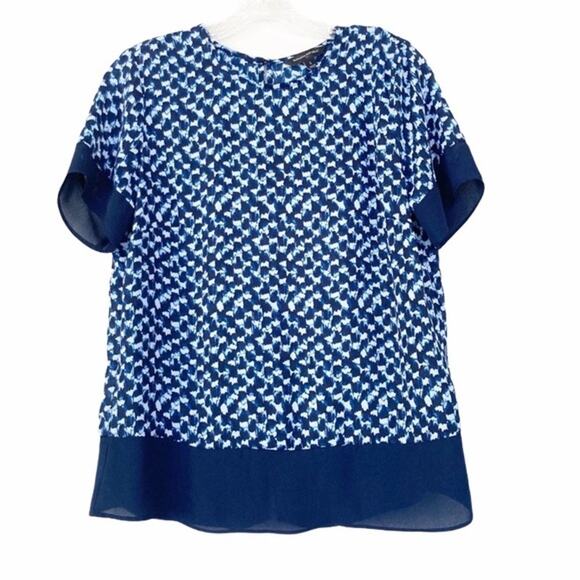 Banana Republic Blue Printed Short Sleeve Blouse - Picture 1 of 6